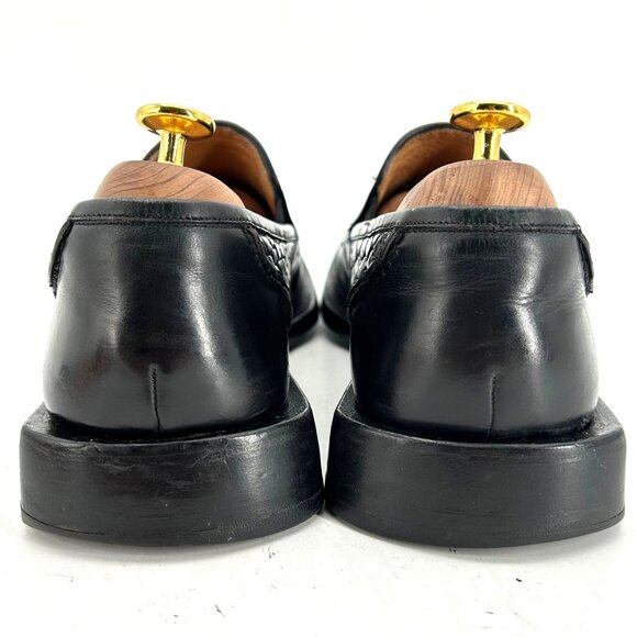 Vintage Mezlan Exotic Black Alligator Dress Shoes Men 8 Loafers Square-toe Gator - Picture 4 of 12